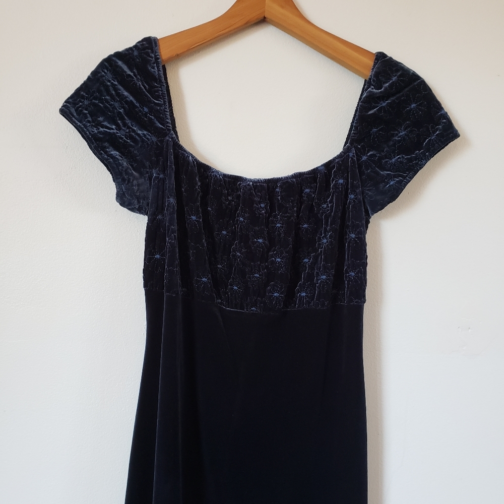 90s baby blue velvet babydoll dress